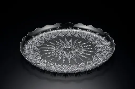 [DT002] 365mm Clear Round Tray Diamond Design Pk1