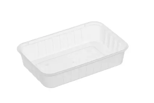 [REB500] 500ml Ribbed Rectangular Container Natural
