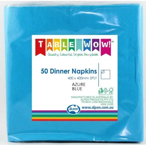 [380238] Azure Blue Dinner Napkin 40X40cm 2Ply P50