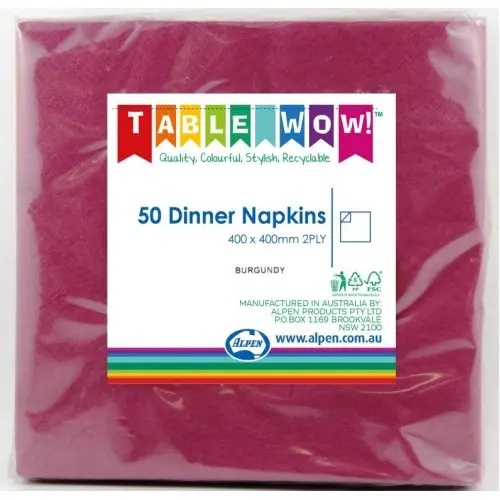 [380252] Burgundy Dinner Napkin 40X40cm 2Ply P50