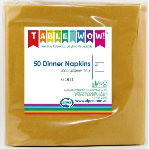 [380231] Gold Dinner Napkin 40X40cm 2Ply P50