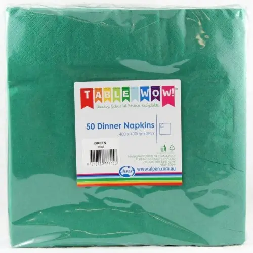 [380255] Green Dinner Napkin 40X40cm 2Ply P50
