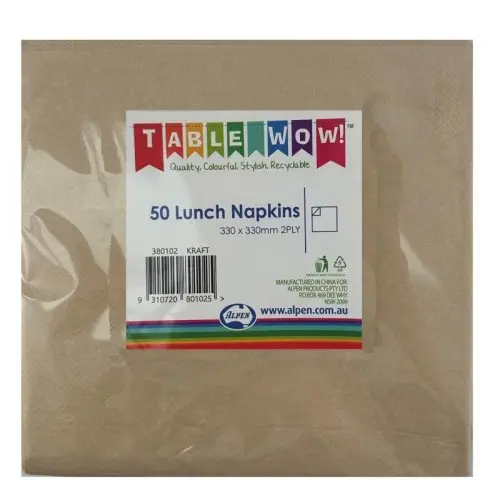 [380102] Kraft Lunch Napkin 33X33cm 2ply P50