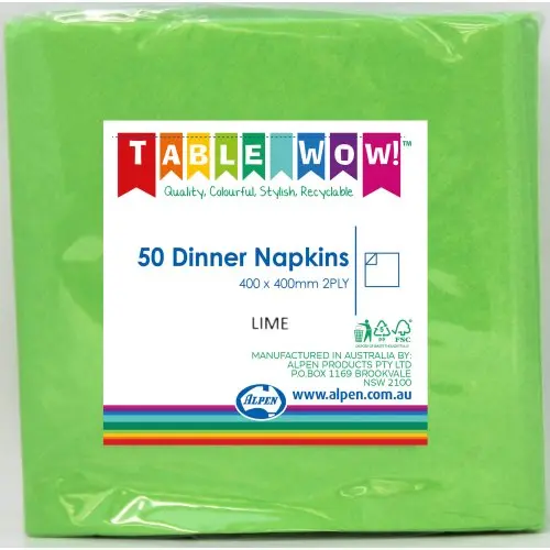 [380222] Lime Dinner Napkin 40X40cm 2Ply P50