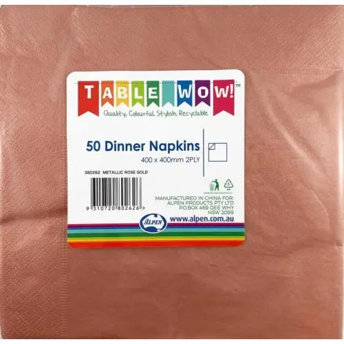 [380262] Metallic Rose Gold Dinner Napkin 40X40cm 2Ply P50