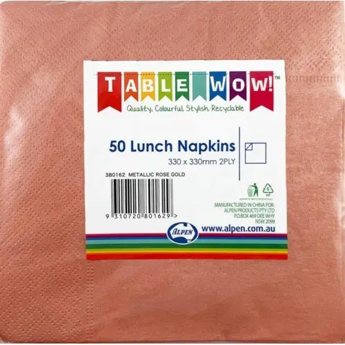 [380162] Metallic Rose Gold Lunch Napkin 33X33cm 2ply P50