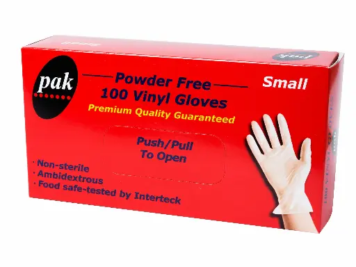 [GLOVES-S-PF] PAK VINYL CLEAR P/FREE - SMALL