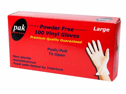 [GLOVES-L-PF] PAK VINYL CLEAR P/FREE - LARGE