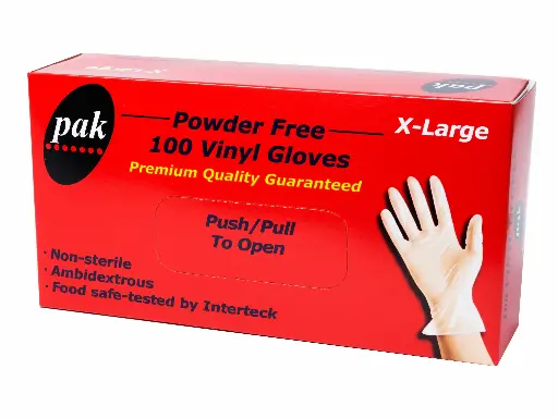 [GLOVES-XL-PF] PAK VINYL CLEAR P/FREE - EXTRA LARGE