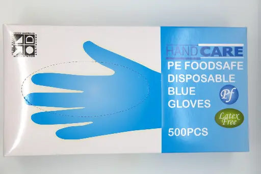 [446PEGB500-S-CTN] HandCare LDPE Gloves Blue - Small
