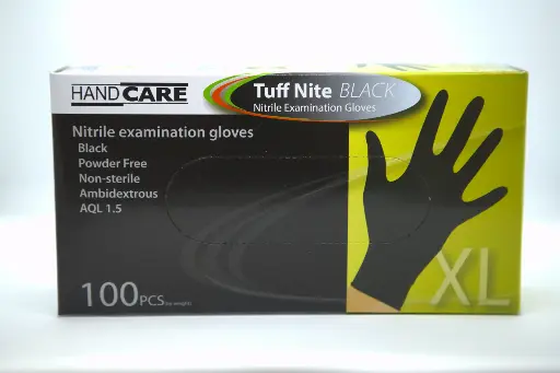 [6603TNBLK-XL-CTN] HandCare TuffNite Black Nitrile Examination Gloves 100pk Glove - Extra Large