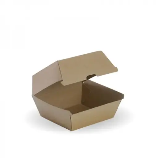 [WOW-BURGER-BOX-LGE] 150 KRAFT CORRUGATED BURGER BOX HIGH 110*110*110